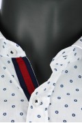 REPABLO bílá slim košile s modrým vzorem