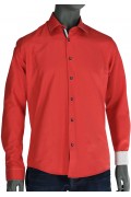 REPABLO ohnivě červená slim košile s výrazným prošíváním
