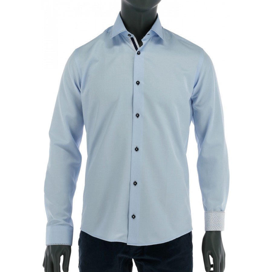 REPABLO světle modrá slim košile s výrazným prošíváním