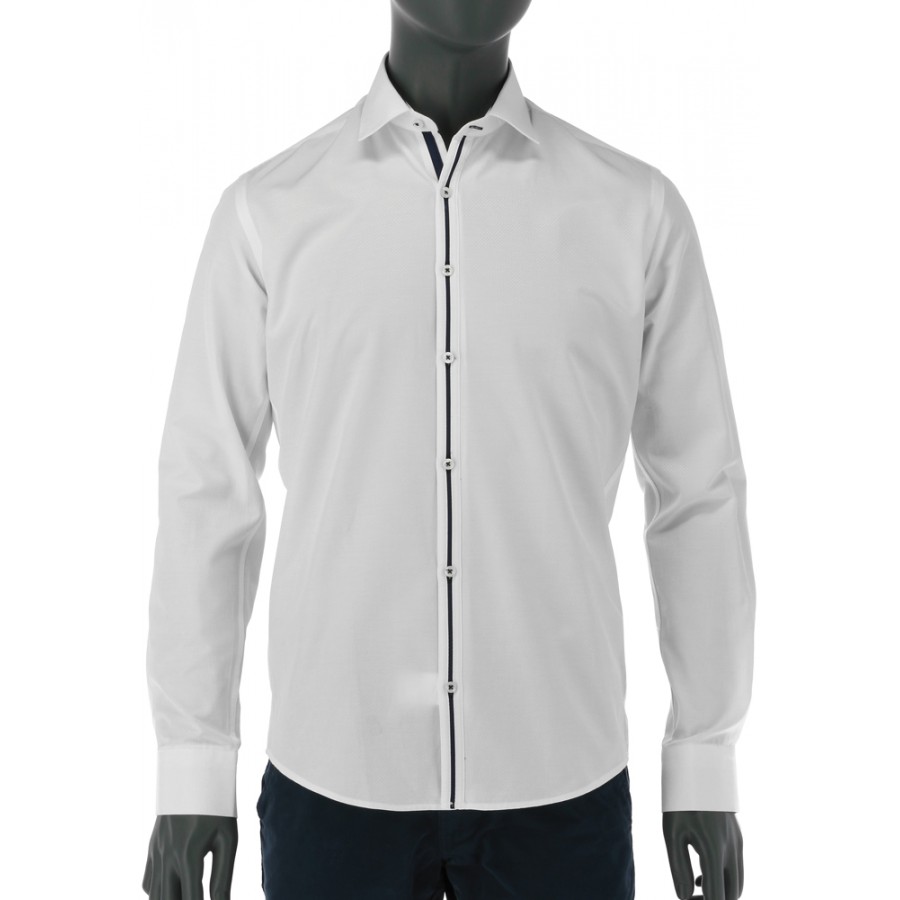 REPABLO bílá košile s dekorativním modrým pruhem