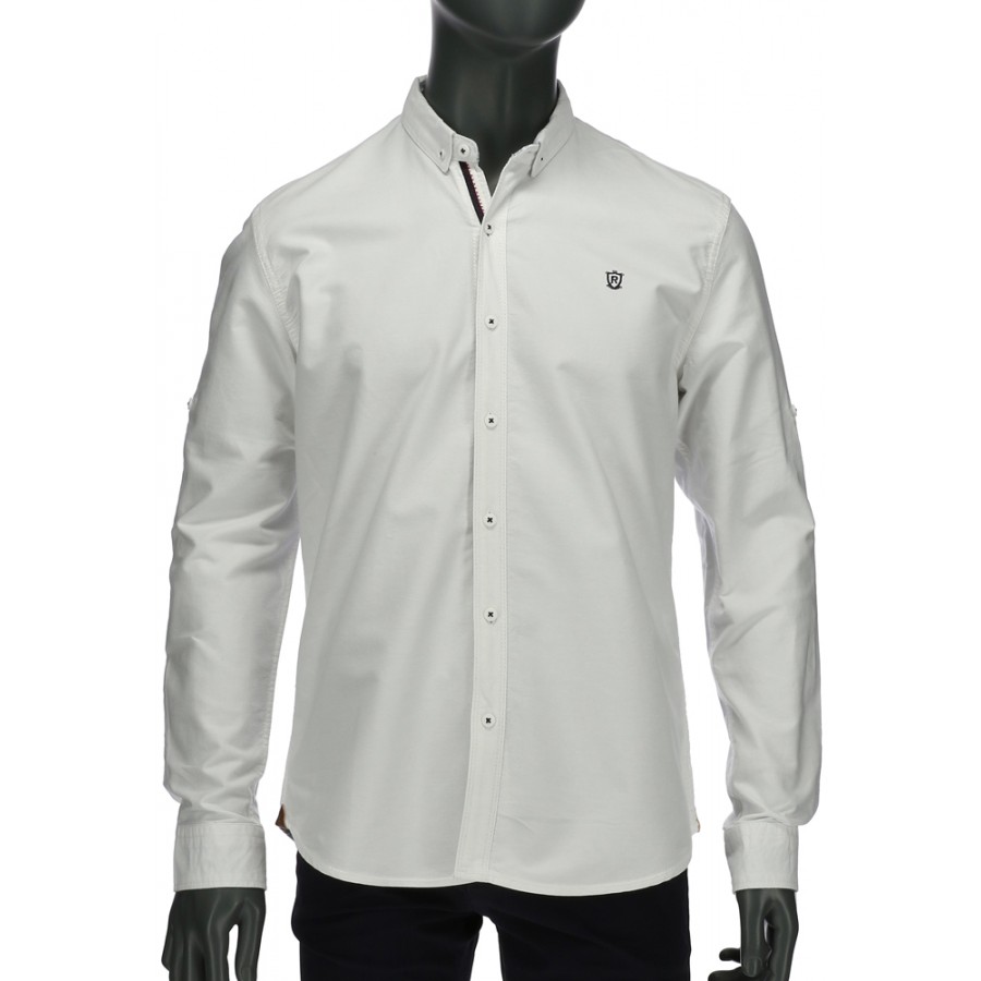 REPABLO bílá košile s možností zapnout ohrnuté rukávy