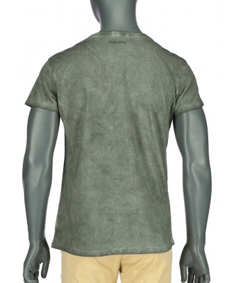 REPABLO zelené khaki triko s logem vepředu